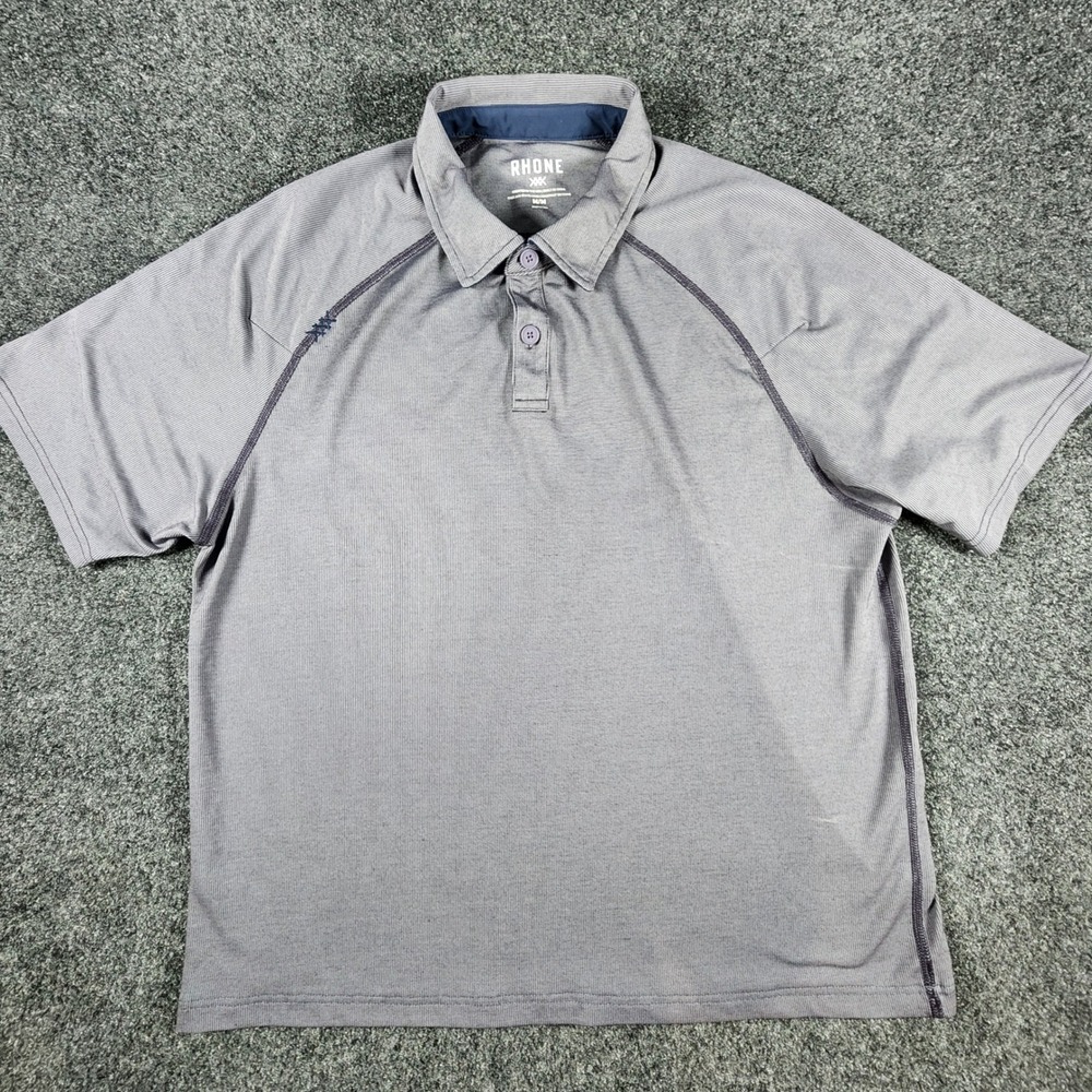 Rhone Delta Pique Polo Shirt Mens M Gray Short Sleeve Raglan Athletic Golf Top